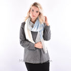 Stylish 100% Fine Wool Woven Scarf Selection Creamy Blue Skies
