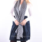 Stylish 100% Fine Wool Woven Scarf Selection Grey/Blue Polka Dots