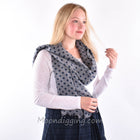 Stylish 100% Fine Wool Woven Scarf Selection Grey/Blue Polka Dots