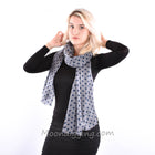 Stylish 100% Fine Wool Woven Scarf Selection Grey/Blue Polka Dots