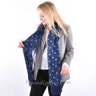 Stylish 100% Fine Wool Woven Scarf Selection Shades of Blue