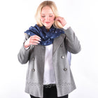 Stylish 100% Fine Wool Woven Scarf Selection Shades of Blue