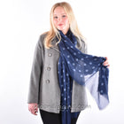 Stylish 100% Fine Wool Woven Scarf Selection Shades of Blue