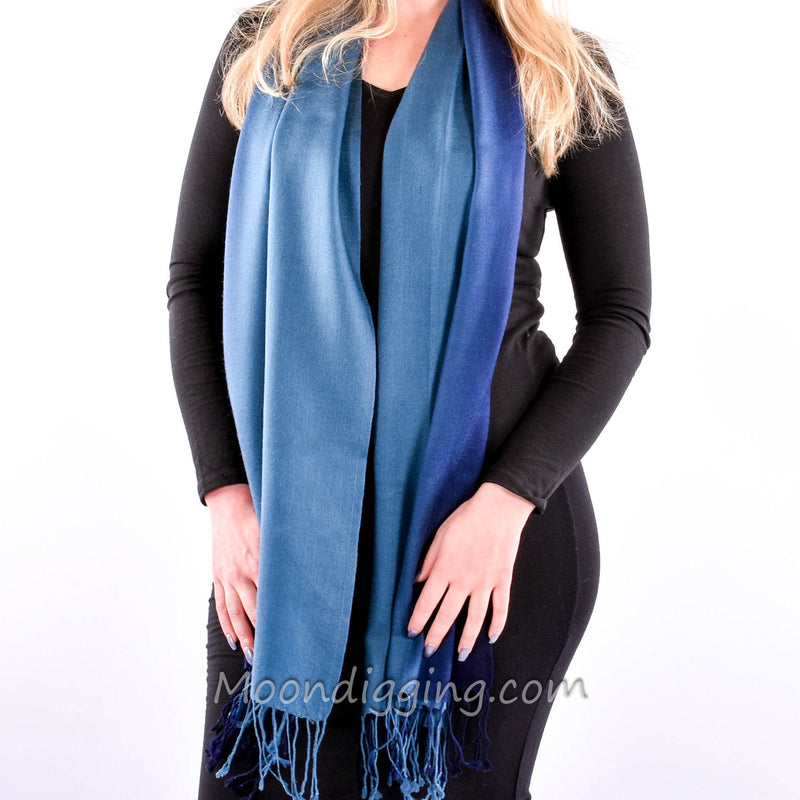 Dots of Blue - Luxurious Modal and Cashmere Woven Scarf
