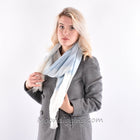 Stylish 100% Fine Wool Woven Scarf Selection Creamy Blue Skies