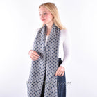 Stylish 100% Fine Wool Woven Scarf Selection Grey/Blue Polka Dots